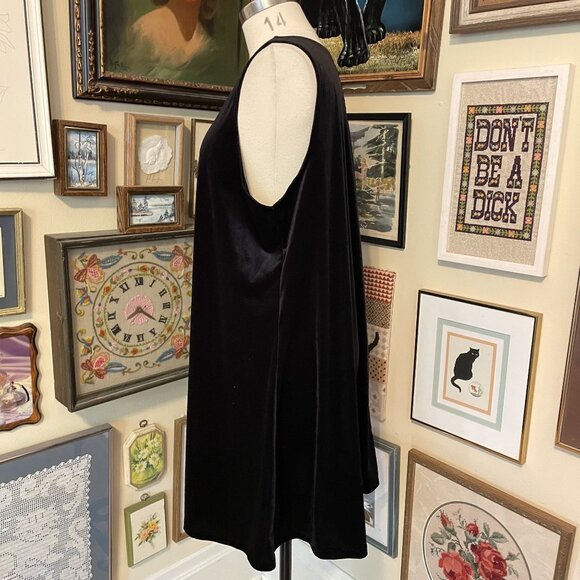 Old Navy Womens Black Sleeveless Stretch Velvet A-Line Tunic Dress Size XXL - Picture 2 of 5